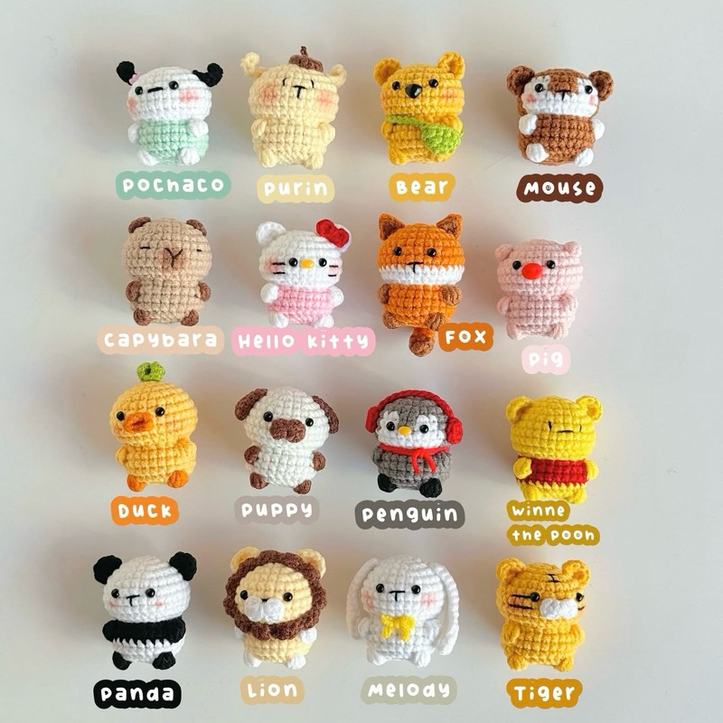 Móc Khoá Animal Thú Len Động Vật Gấu Mèo thỏ Sư Tử Hổ Size Mini - Sở Thú Mini Haste