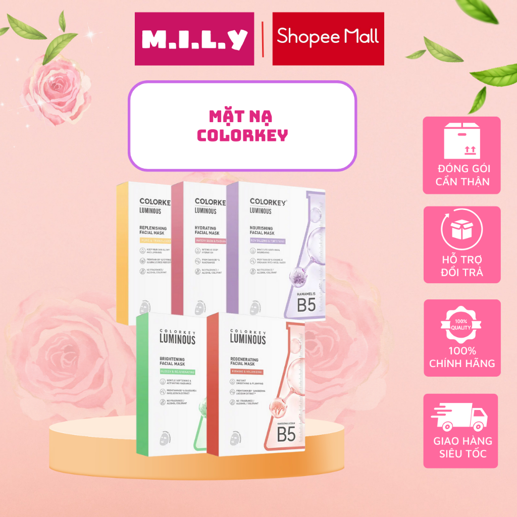 1 Hộp 10 Miếng Mặt Nạ Giấy COLORKEY LUMINOUS B5 Hỗ Trợ Phục Hồi 25ml ...
