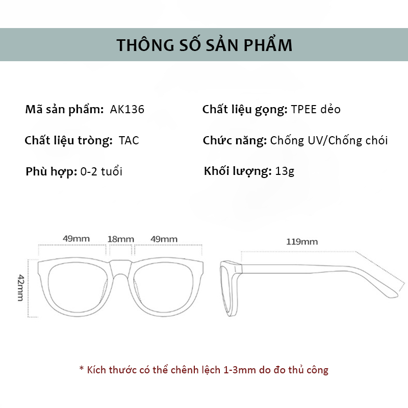 Ảnh Kính Mát Chống UV Tròng Phân Cực Cho Bé Từ 0-2 Tuổi Kèm Dây Chống Tuột Gọng Đàn Hồi Tốt An Toàn Thời Trang AK136 3