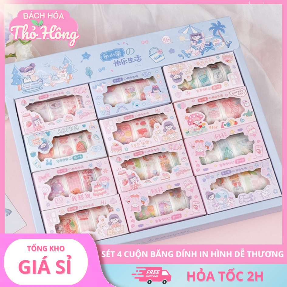 3 Set 4 Băng Dính Washi Dễ Thương