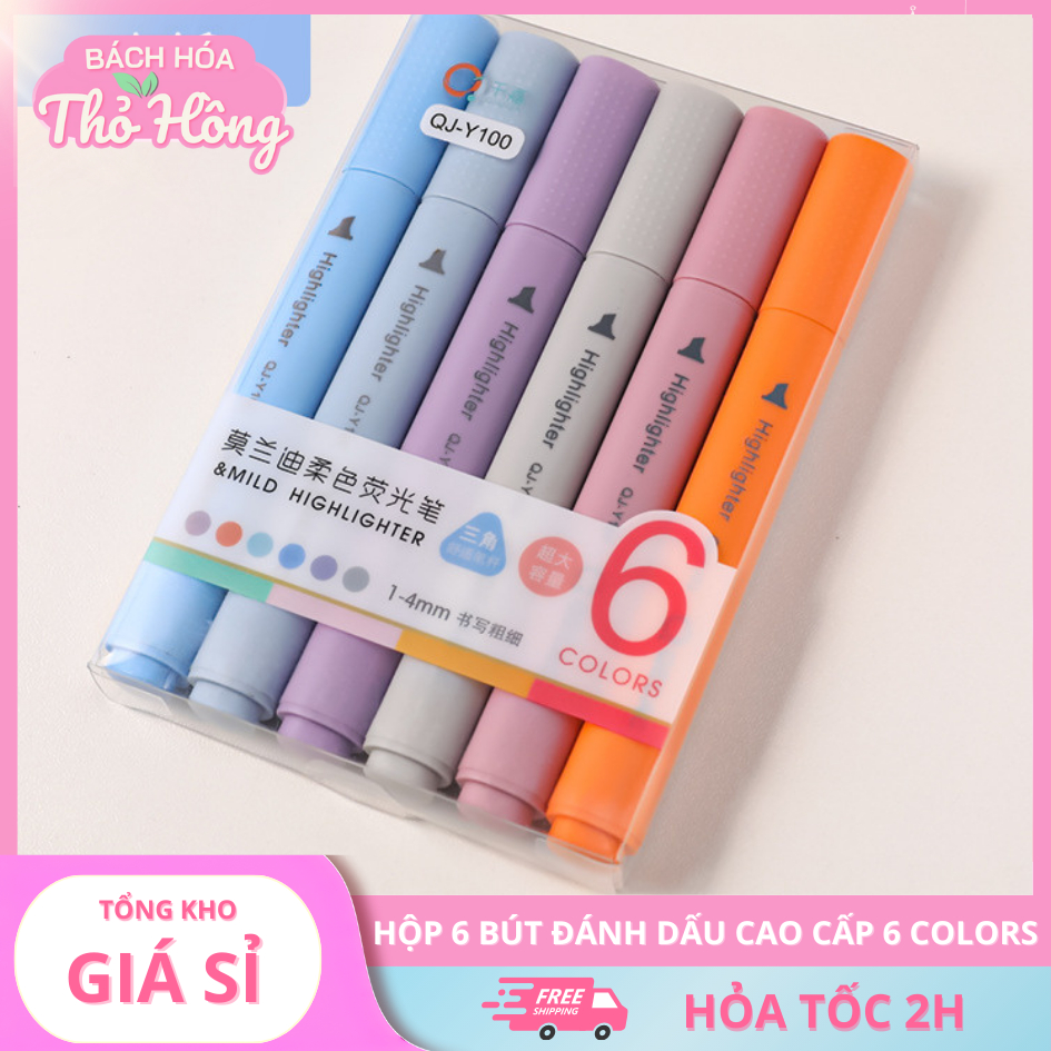 Hộp 6 bút đánh dấu cao cấp 6 Colors