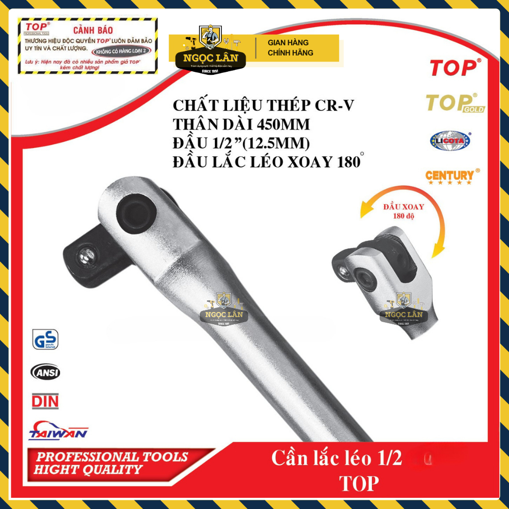 [Chính hãng TOP] Cần siết đầu lắt léo TOP 1/2 inch dài 12" (300mm), 18" (450mm) anh em thợ tin dùng