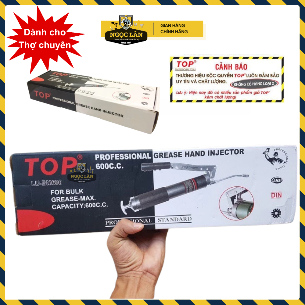 [Chính hãng Top] Dụng cụ bơm mỡ, bơm mỡ tay TOP 600cc (2 ti) hàng Đài Loan cao cấp LU-BM600
