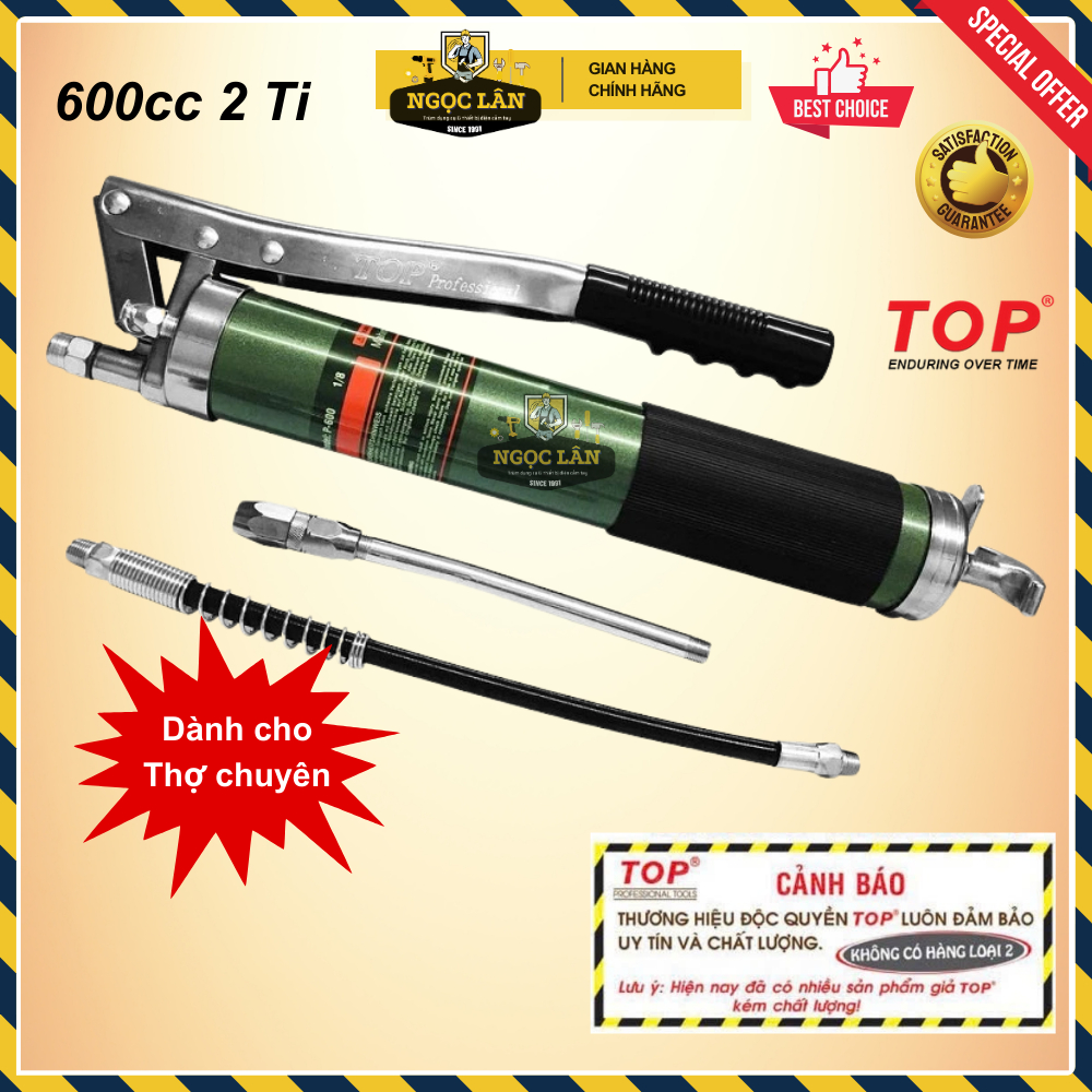 [Chính hãng Top] Dụng cụ bơm mỡ, bơm mỡ tay TOP 600cc (2 ti) hàng Đài Loan cao cấp LU-BM600