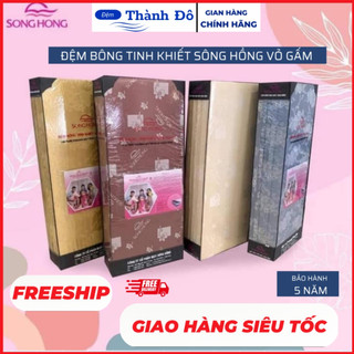 Đệm bông tinh khiết sông hồng 3 mảnh vỏ gấm-hàng chính hãng