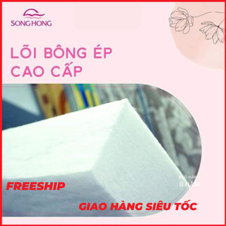 Đệm bông tinh khiết sông hồng 3 mảnh vỏ gấm-hàng chính hãng