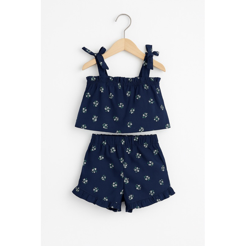 Set Bộ Bé Gái 2 Dây Hoa Nhí Xuất Dư Dễ Thương 0998L Size 6-10T (22-33kg)