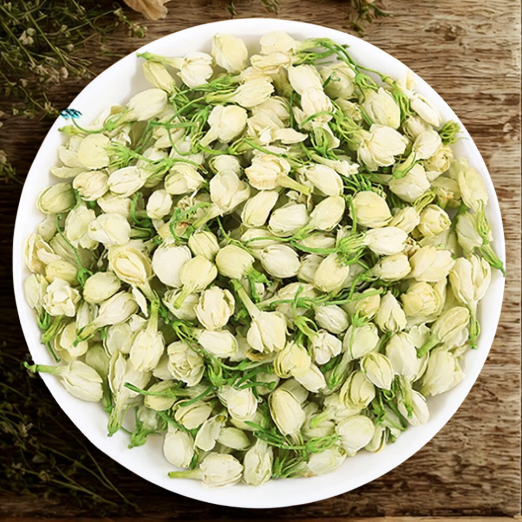Trà hoa nhài sấy lạnh 100g, nguyên bông, nụ trắng thơm, đẹp - dùng pha trà, ướp trà sen