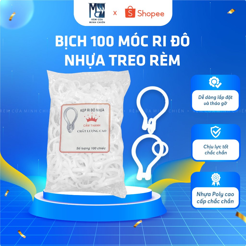 [ 1 TÚI 100 CHIẾC ] Móc Ri Đô Nhựa Treo Rèm Cửa - Dễ Dàng Lắp Đặt Và ...