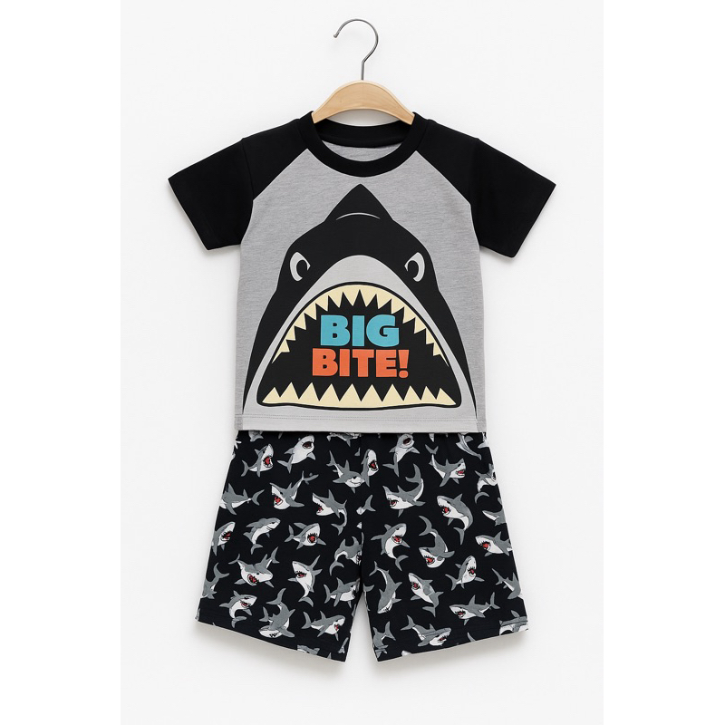 [Sale hàng lỗi] Set bộ bé trai C970 hình cá mập TQXK cotton mềm mát – đồ hè trẻ em sale, size 2–12Y (10–41kg)