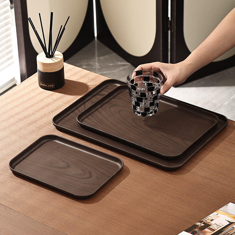 Khay nhựa vân gỗ decor phục vụ quán nhà hàng và decor chụp ảnh, khay phục vụ