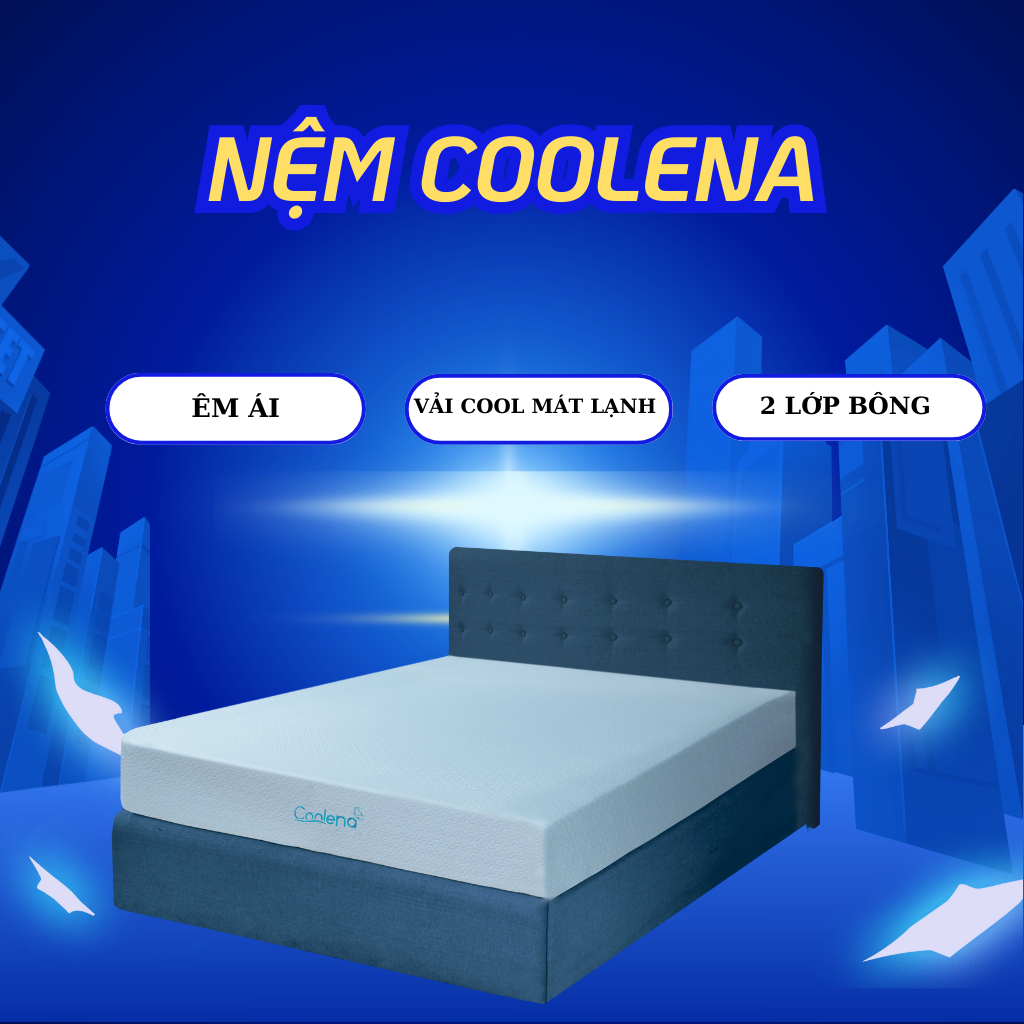 Ảnh Nệm bông Edena Coolena -Lớp bông ép phẳng cùng lớp foam êm ái, kết hợp lớp vỏ cool êm mát 1