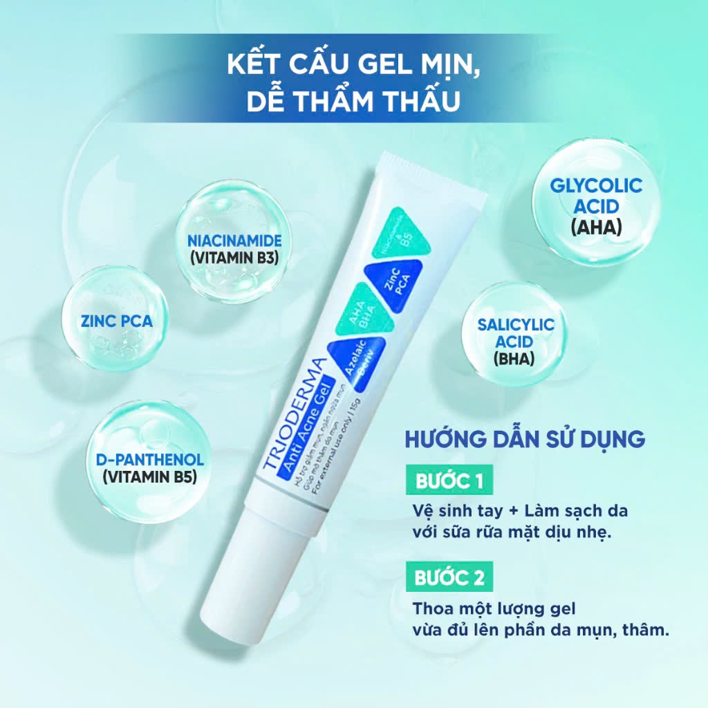 Ảnh Kem giảm mụn Trioderma ngăn ngừa mụn, hỗ trợ đẩy mụn ẩn và làm dịu da tuýp 15g 3