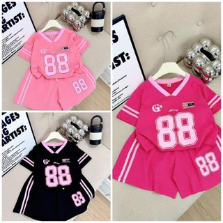 Set Bộ Thể Thao Bé Gái Số 88 Chất Cotton Co Giãn, Kiểu Dáng Năng Động Cá Tính, Mềm Mại Thoáng Mát, Mặc Hè Cho Bé 9-44kg