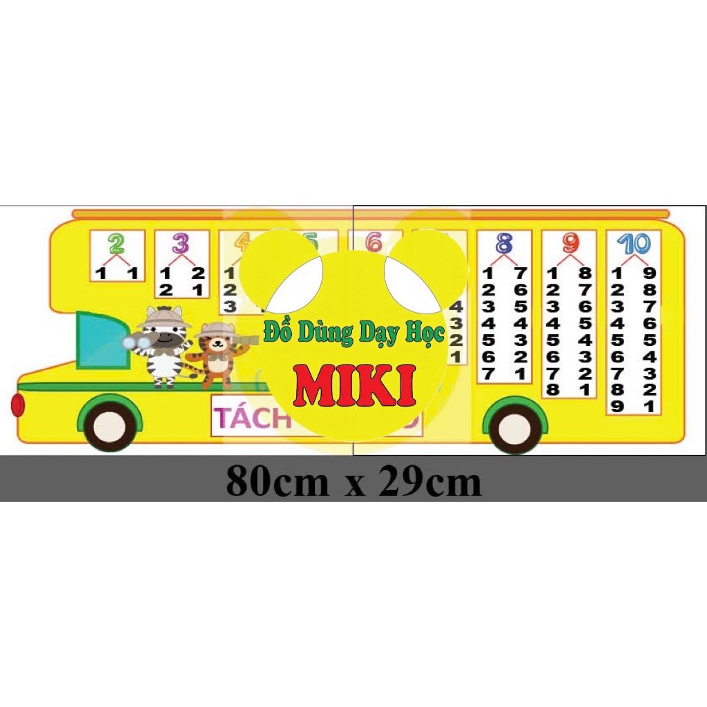 XE BUÝT TÁCH GỘP SỐ handmade (Đồ Dùng Dạy Học Miki)
