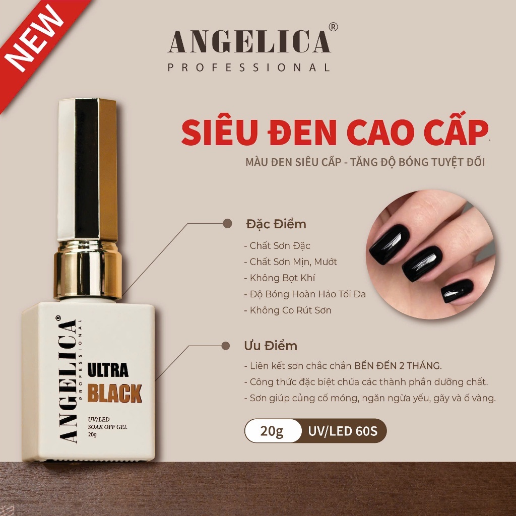 Sơn Siêu Đen Cao Cấp Angelica Chất Sơn Đặc Mịn Tăng Độ Bóng Tuyết Đối Chai 20g ANG-SGD