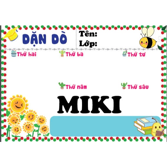 SẢN PHẨM TRANG TRÍ: BẢNG DẶN DÒ CHO LỚP (Đồ Dùng Dạy Học Miki)
