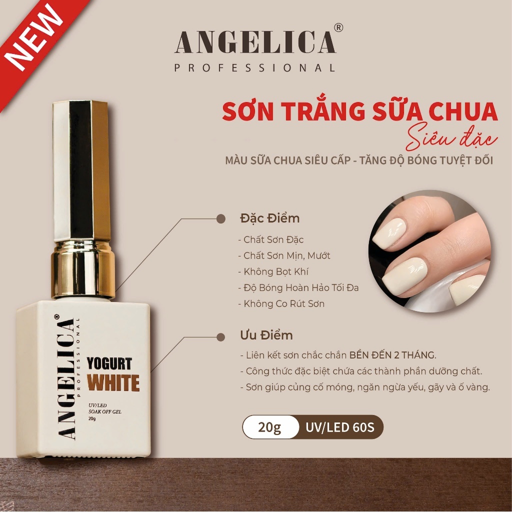 Sơn Trắng Sữa Chua Cao Cấp Angelica Chất Siêu Đặc Mịn Tăng Độ Bóng Tuyệt Đối Chai 20g ANG-SGSC