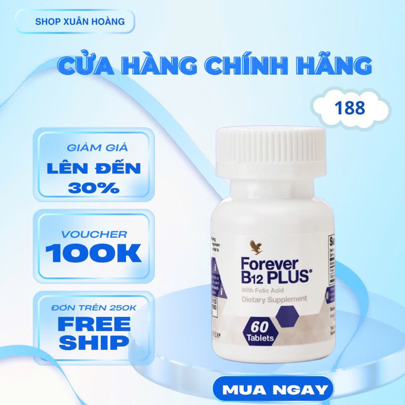 VIÊN BỔ MÁU- FOREVER B12 PLUS 188Flp. Hỗ Trợ Giảm Mệt Mỏi, Bổ Máu, Sản Sinh Tế Bào Hồng Cầu. 60v/lọ
