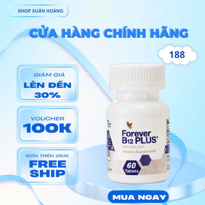 VIÊN BỔ MÁU- FOREVER B12 PLUS 188Flp. Hỗ Trợ Giảm Mệt Mỏi, Bổ Máu, Sản Sinh Tế Bào Hồng Cầu. 60v/lọ