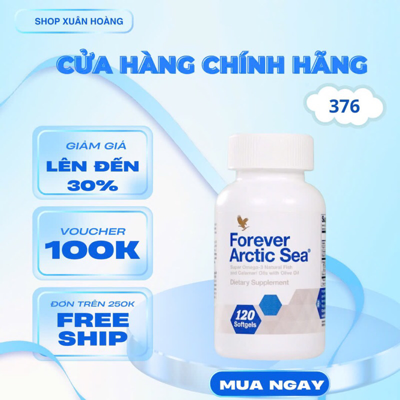 Viên Dầu Cá #376Flp Lô Hội. Forever Arctic Sea – Bổ Sung Omega 3 Từ Dầu Cá & Dầu Mực – 120 Viên