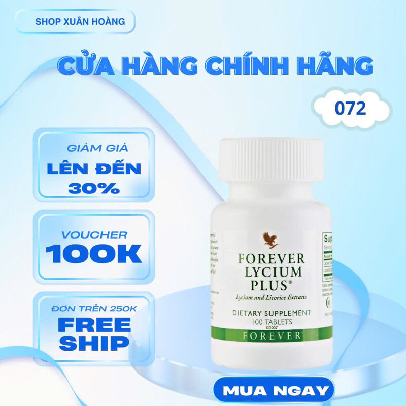 Forever Lycium Plus #072Flp Lô Hội. Forever Lycium Plus. Hỗ Trợ Sức Khỏe và Hệ Tiêu Hóa. 100v/lọ