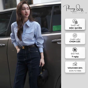 Áo sơ mi basic kẻ sọc hai nắp túi Phương Quý