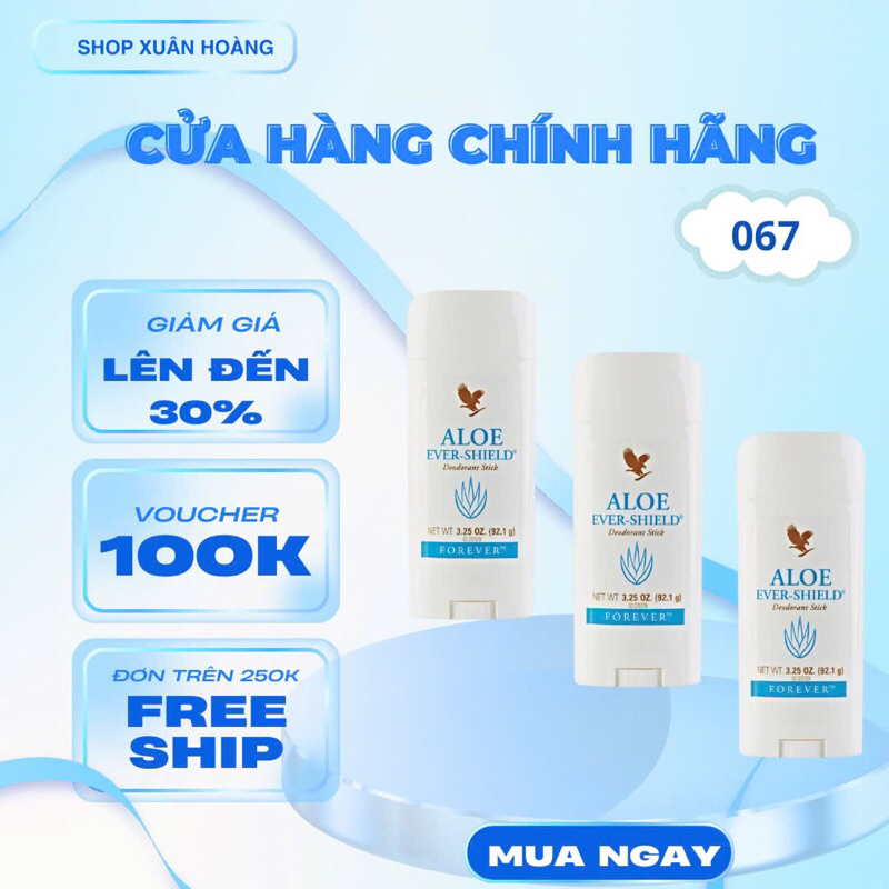 Sáp Khử Mùi 067Flp Lô Hội. Forever Aloe Ever-Shield. Ngăn Mùi Khó Chịu, Không Muối Nhôm, Dịu Nhẹ Không Thâm. 92.1g