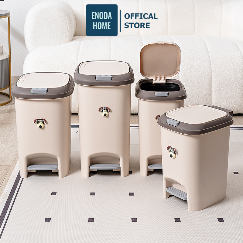 Thùng Rác Đạp Chân Kèm Sticker ENODA HOME, Thùng Đựng Rác Văn Phòng Dung Tích Lớn TR021