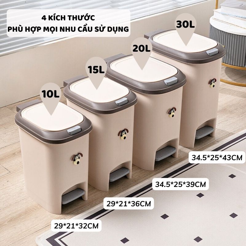 Thùng Rác Đạp Chân Kèm Sticker ENODA HOME, Thùng Đựng Rác Văn Phòng Dung Tích Lớn TR021