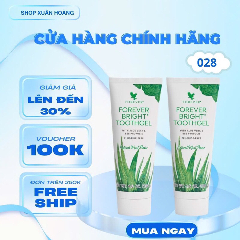 Kem Đánh Răng #028Flp Lô Hội. Forever Bright Toothgel. Hỗ Trợ Làm Dịu Viêm Nướu, Giảm Ê Buốt. 130g