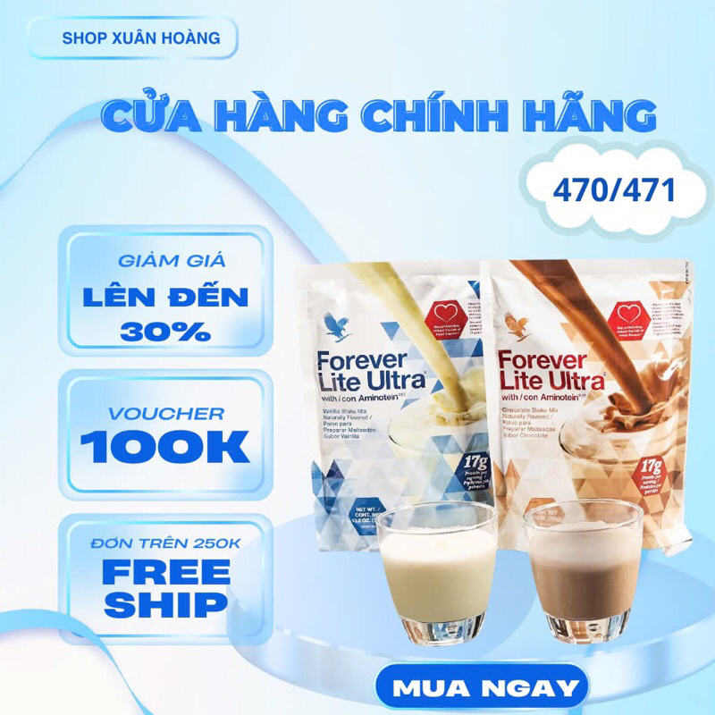 Sữa Bột Dinh Dưỡng 470 & 471Flp Lô Hội. Forever Lite Ultra 470/471flp Bữa Ăn Thay Thế Tiện Lợi. 375g