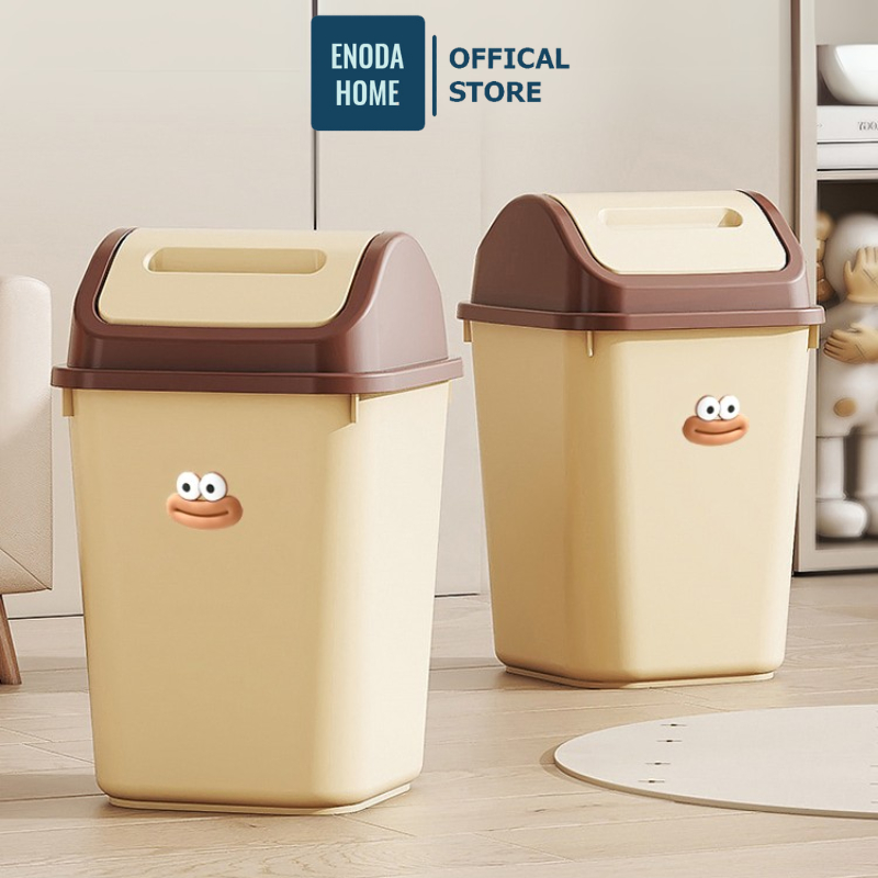 Thùng Rác Nắp Lật Kèm Sticker ENODA HOME, Thùng Đựng Rác Chữ Nhật Có Nắp TR031