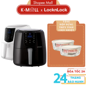 Nồi chiên không dầu LocknLock điện tử dung tích 5.2L EJF357 , tặng kèm chảo nướng 1.7L - K-MALL