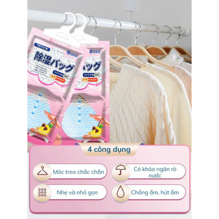 Túi hút ẩm 2 ngăn hương thơm nước hoa siêu hút ẩm chống mốc, nồm, ẩm có móc treo tủ quần áo