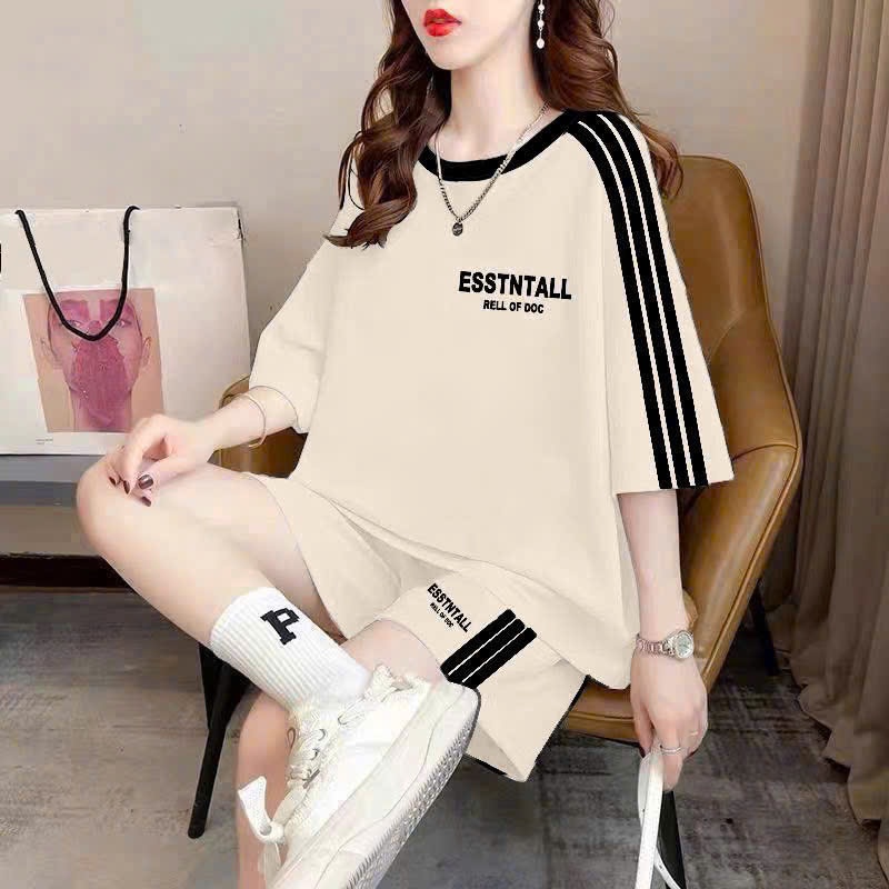 Ảnh Set Đồ Nữ Cotton ESSTNTALL NAD, Bộ Quần Áo Nữ Mặc Nhà Form Rộng Thoáng Mát Bộ Thể Thao Nữ Mùa Hè Tay Lỡ 1