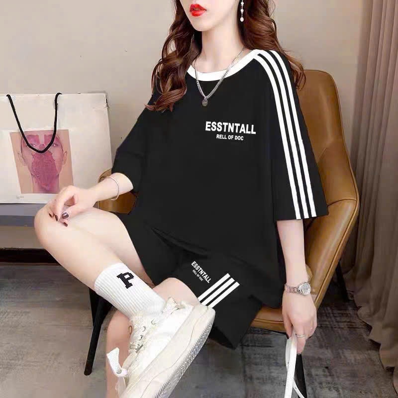 Ảnh Set Đồ Nữ Cotton ESSTNTALL NAD, Bộ Quần Áo Nữ Mặc Nhà Form Rộng Thoáng Mát Bộ Thể Thao Nữ Mùa Hè Tay Lỡ 2
