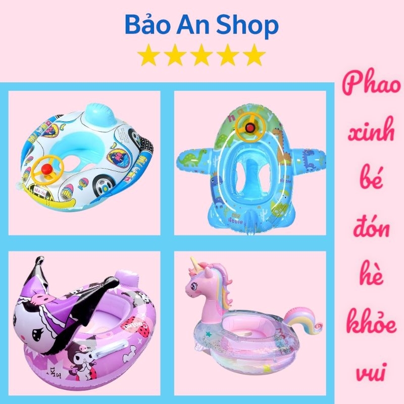 Phao Bơi Hình Thú Xỏ Chân Cho Bé Từ 1-6 Tuổi – Chống Lật, Có Tựa Lưng, Vô Lăng, An Toàn Tập Bơi | Bảo An Shop