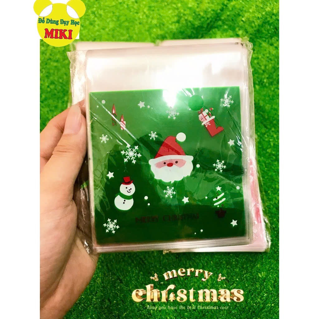 SET 10 TÚI ĐỰNG CÓ SẴN KEO DÁN PHONG CÁCH GIÁNG SINH NOEL, mix mẫu ngẫu nhiên (Đồ dùng dạy học Miki)