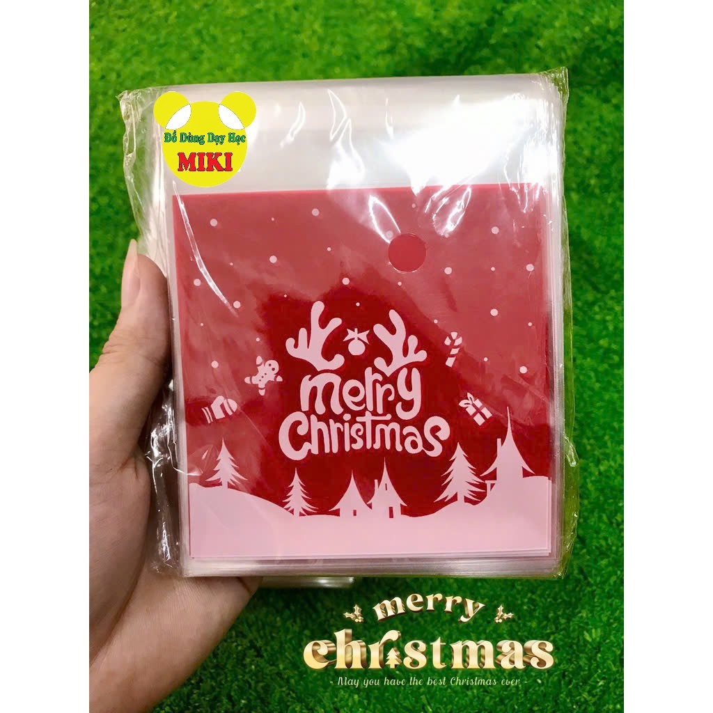 SET 10 TÚI ĐỰNG CÓ SẴN KEO DÁN PHONG CÁCH GIÁNG SINH NOEL, mix mẫu ngẫu nhiên (Đồ dùng dạy học Miki)