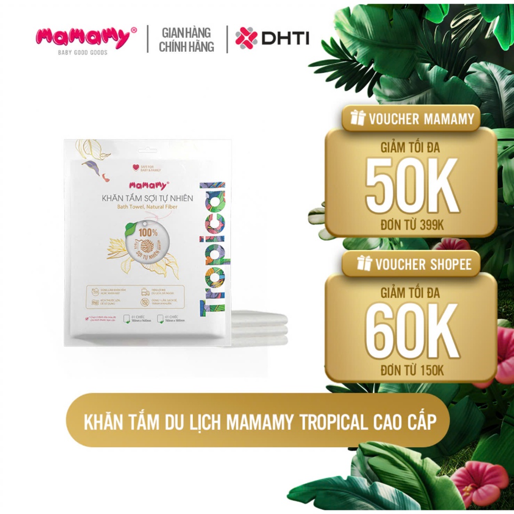 Ảnh Khăn tắm Mamamy Tropical cao cấp, khăn nén du lịch tiện lợi sợi vải thuần tự nhiên và rayon 1
