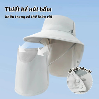 Mũ Chống Nắng Chống 99% Tia UV Kèm Khẩu Trang Che Cổ Có Thể Tháo Rời Thoáng Khí, Chống Bụi Hiệu Quả