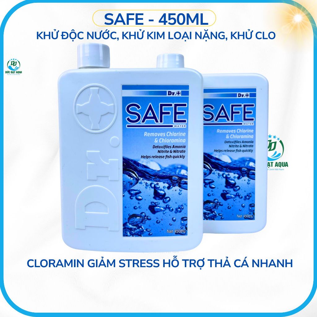 safe 450ml Khử độc nước, khử kim loại nặng, khử clo, cloramin; giảm stress hỗ trợ thả cá nhanh,khỏe 7