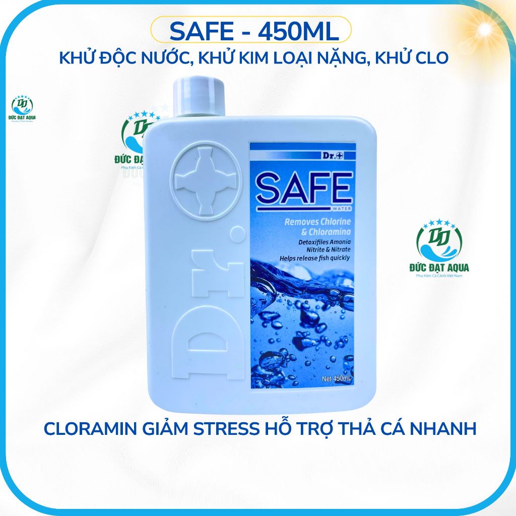 safe 450ml Khử độc nước, khử kim loại nặng, khử clo, cloramin; giảm stress hỗ trợ thả cá nhanh,khỏe 6