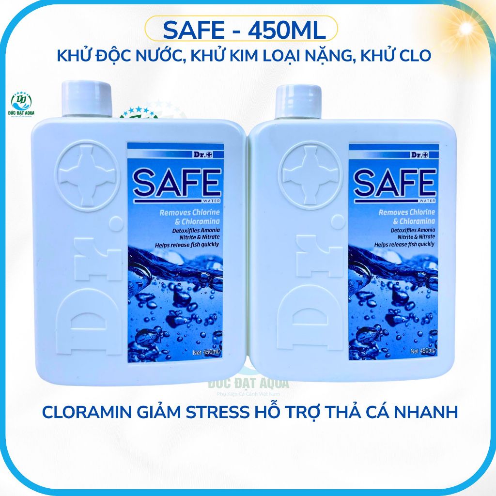 safe 450ml Khử độc nước, khử kim loại nặng, khử clo, cloramin; giảm stress hỗ trợ thả cá nhanh,khỏe 5