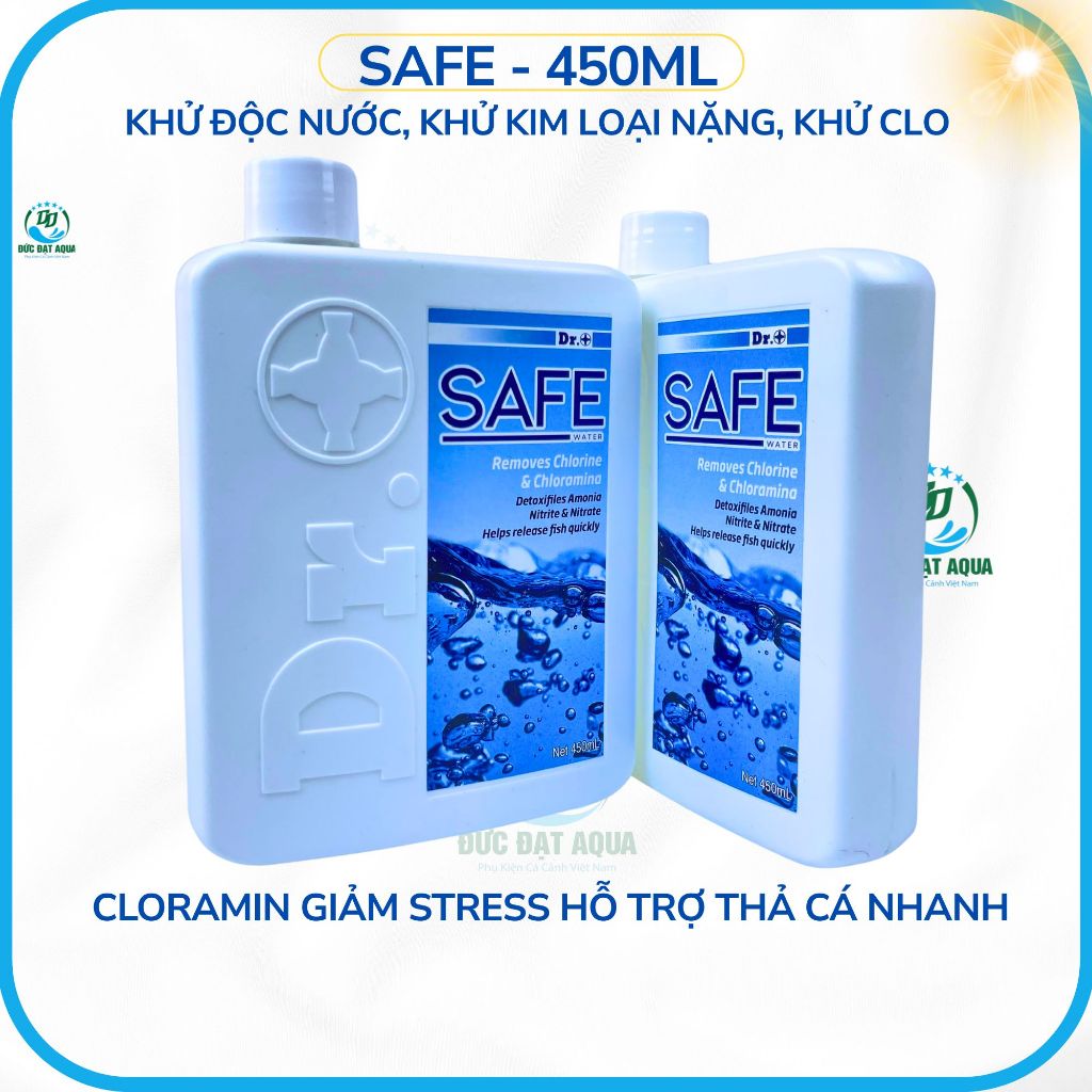 safe 450ml Khử độc nước, khử kim loại nặng, khử clo, cloramin; giảm stress hỗ trợ thả cá nhanh,khỏe 4