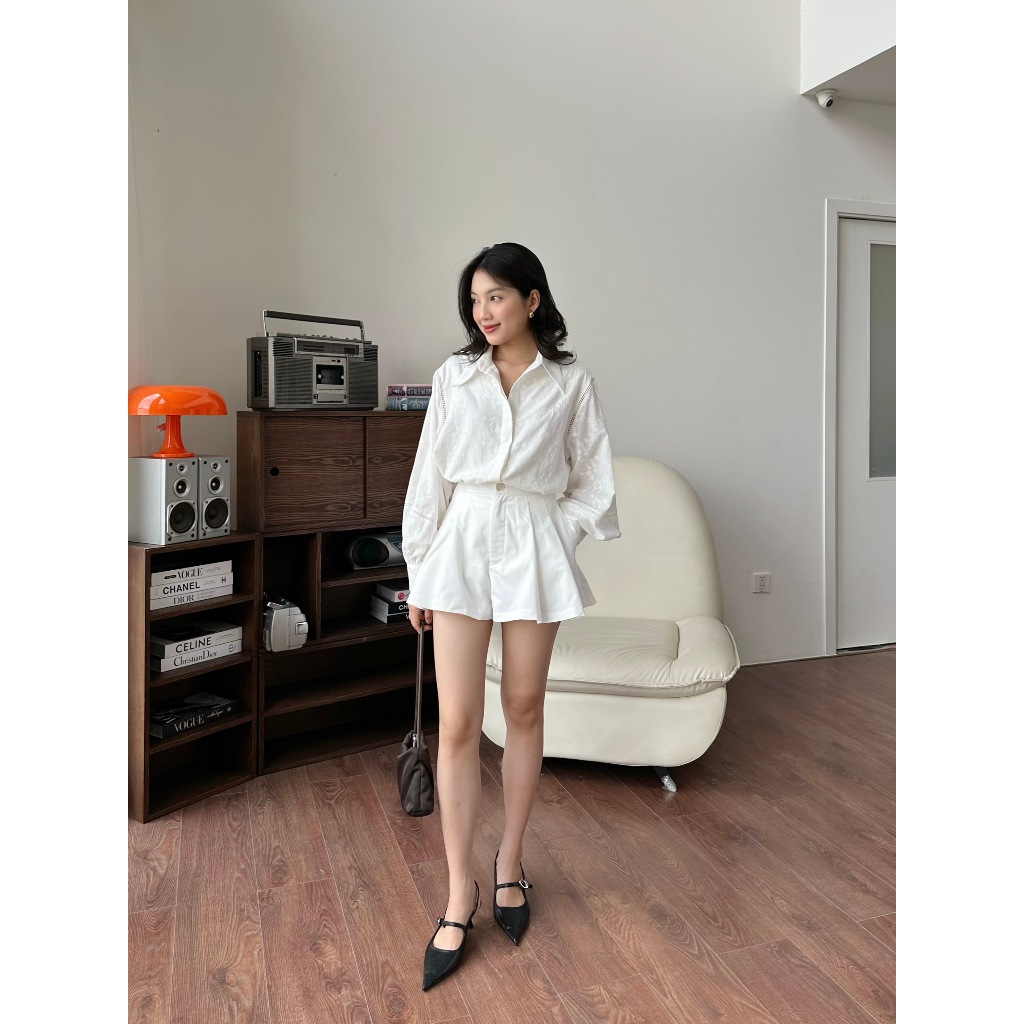 Ảnh Áo Sơmi Nữ Mùa Hè Công Sở Tay Dài Phồng Hoạt Tiết Hoa Nhí 3D  -  LIFA TOP - GOÛT DE JUN 3