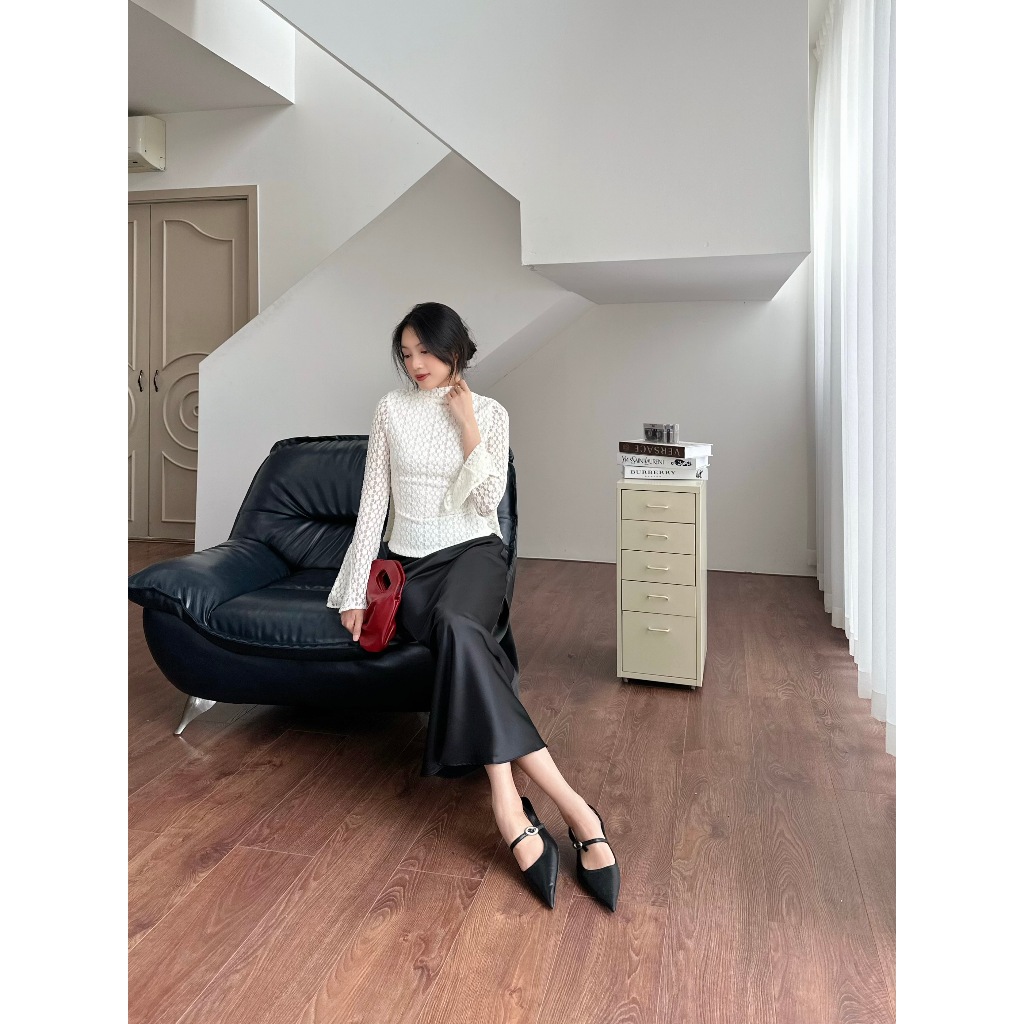 Ảnh Áo Thun Nữ Basic Tay Loe Dài Ôm Body Tôn Dáng - GLEAM TOP - GOÛT DE JUN 3