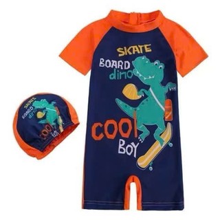 BK32 Đồ bơi cho bé trai liền thân kèm mũ size 10-30kg, bikini cho bé liền thân hoạ tiết hoạt hình