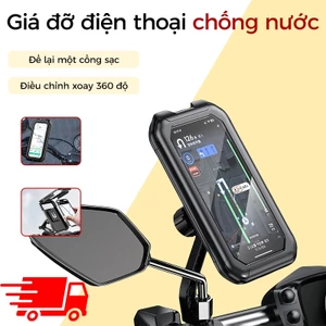 Giá đỡ điện thoại di động chống nước mưa 360 độ, chống nước, chống bụi và chống rơi cho ô tô điện và xe máy